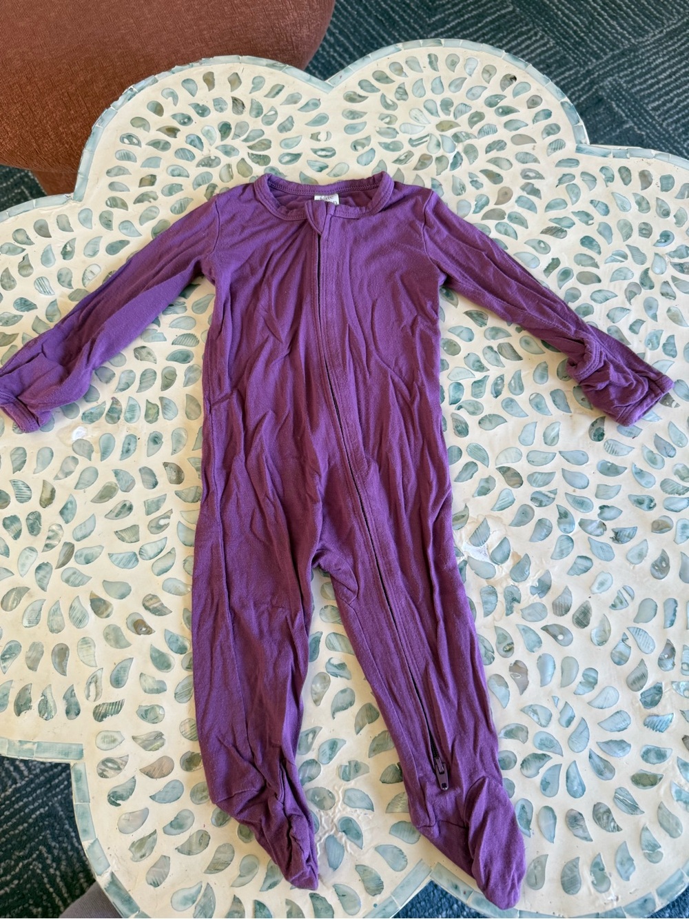 kate quinn Purple Footed Zipper Onesie Pajama